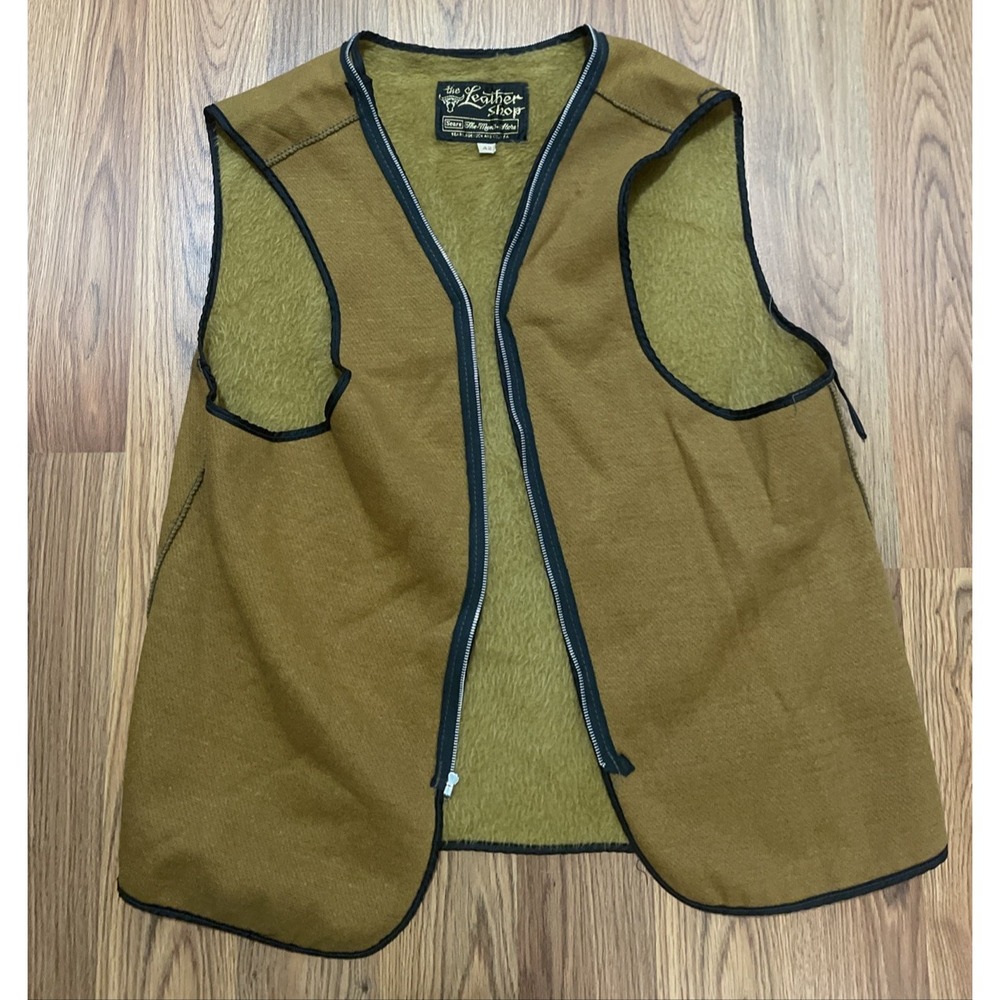 Sears Leather Shop Vest Mens 42 Suede Sherpa Lined Western Brown